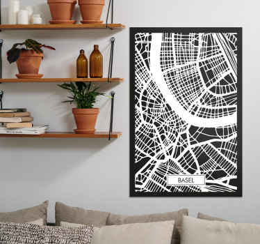 Tableau Carte topographique ville Suisse Nord - TenStickers