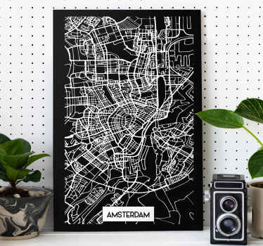 Canvas schilderij Amsterdam topografische kaart - TenStickers