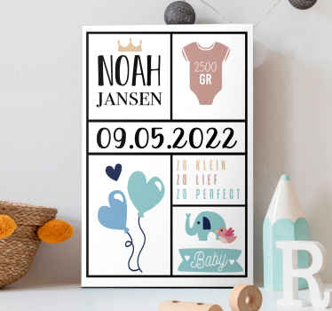 Gepersonaliseerde canvas schilderij geboorte - TenStickers
