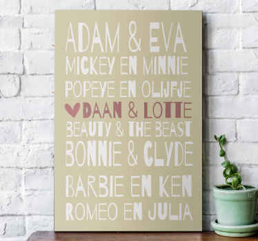 Gepersonaliseerde canvas schilderij liefde - TenStickers