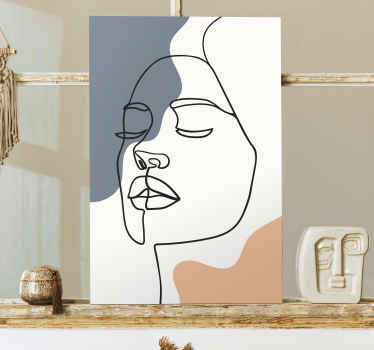 Wandbild Wohnzimmer lineares abstraktes Gesicht - TenStickers