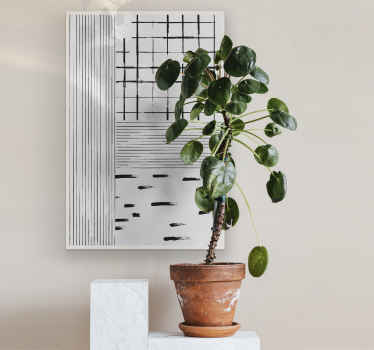 Wandbild Wohnzimmer moderne schwarze Linien - TenStickers