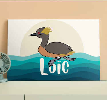 Tableau Grèbe à cou noir prénom personnalisable - TenStickers