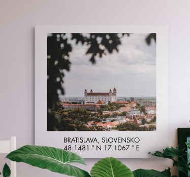 Obraz Bratislava so súradnicami. - Tenstickers