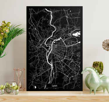Tableau carte topographique Lyon - TenStickers