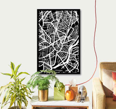 Tableau carte topographique Limoges - TenStickers