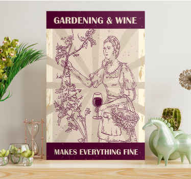 Gardening and wine retro canvas - TenStickers