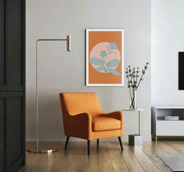 Quadro de flores ilustração estilizada laranja - TenStickers