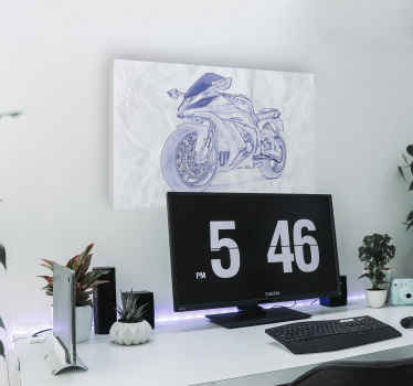 Pencil draw motorbike canvas wall art - TenStickers