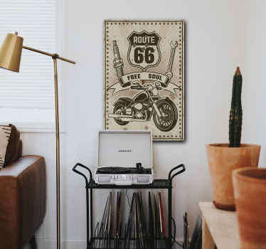route 66 motorbike vintage wall prints - TenStickers
