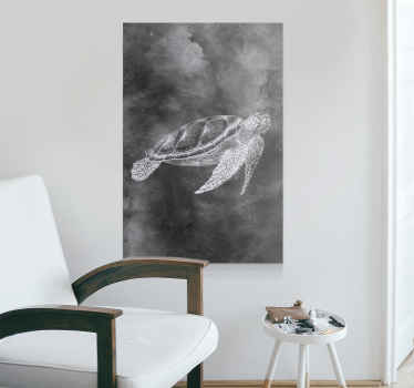 Black watercolor turtle wall art - TenStickers