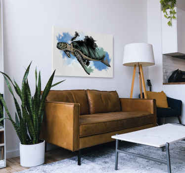 Watercolor turtle living room wall art - TenStickers