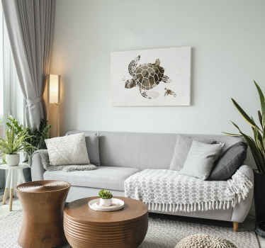 Brown watercolor turtle living room wall art - TenStickers