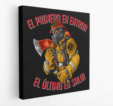 Cuadro con personajes ilustracion bombero - TenVinilo