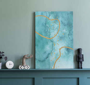 Abstract aquamarine gold abstract wall art - TenStickers