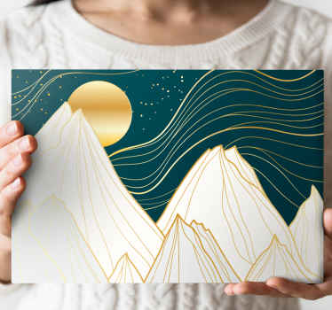 Tableau montagnes dorées style abstrait - TenStickers