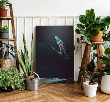 Ski springen in nacht canvas - TenStickers