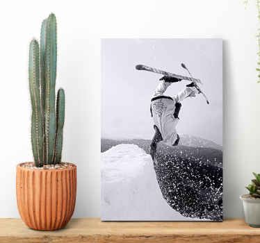 Zwart wit canvas met ski pro - TenStickers