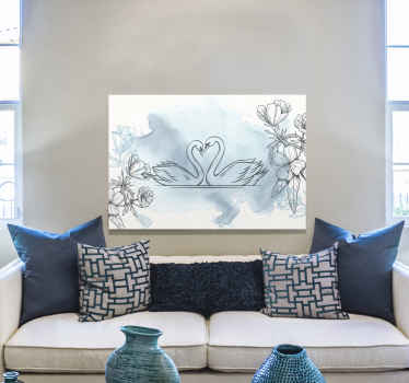 Watercolor swan living room wall art - TenStickers