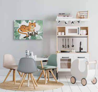 Custom name tiger customized canvas print - TenStickers