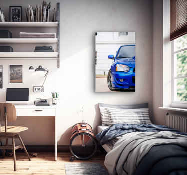 Blue car wall canvas print - TenStickers