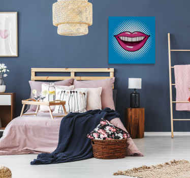 Cuadro boca de Arte Pop fondo azul - TenVinilo