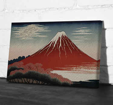 Cuadro comedor volcán Rojo de Hokusai - TenVinilo