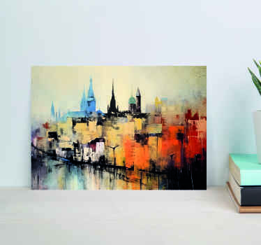 Abstraktní pražské panorama pro obývací pokoj - TenStickers