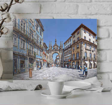Quadro de cidade Arco da porta nova Braga - TenStickers