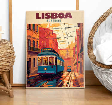 Quadro de cidade ilustração do bonde de Lisboa - TenStickers