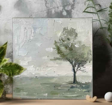 Tableau art grand arbre tons gris - TenStickers