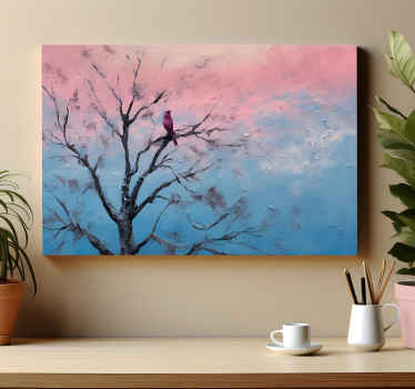 Bird In A Tree Sky Canvas Wall Art - TenStickers