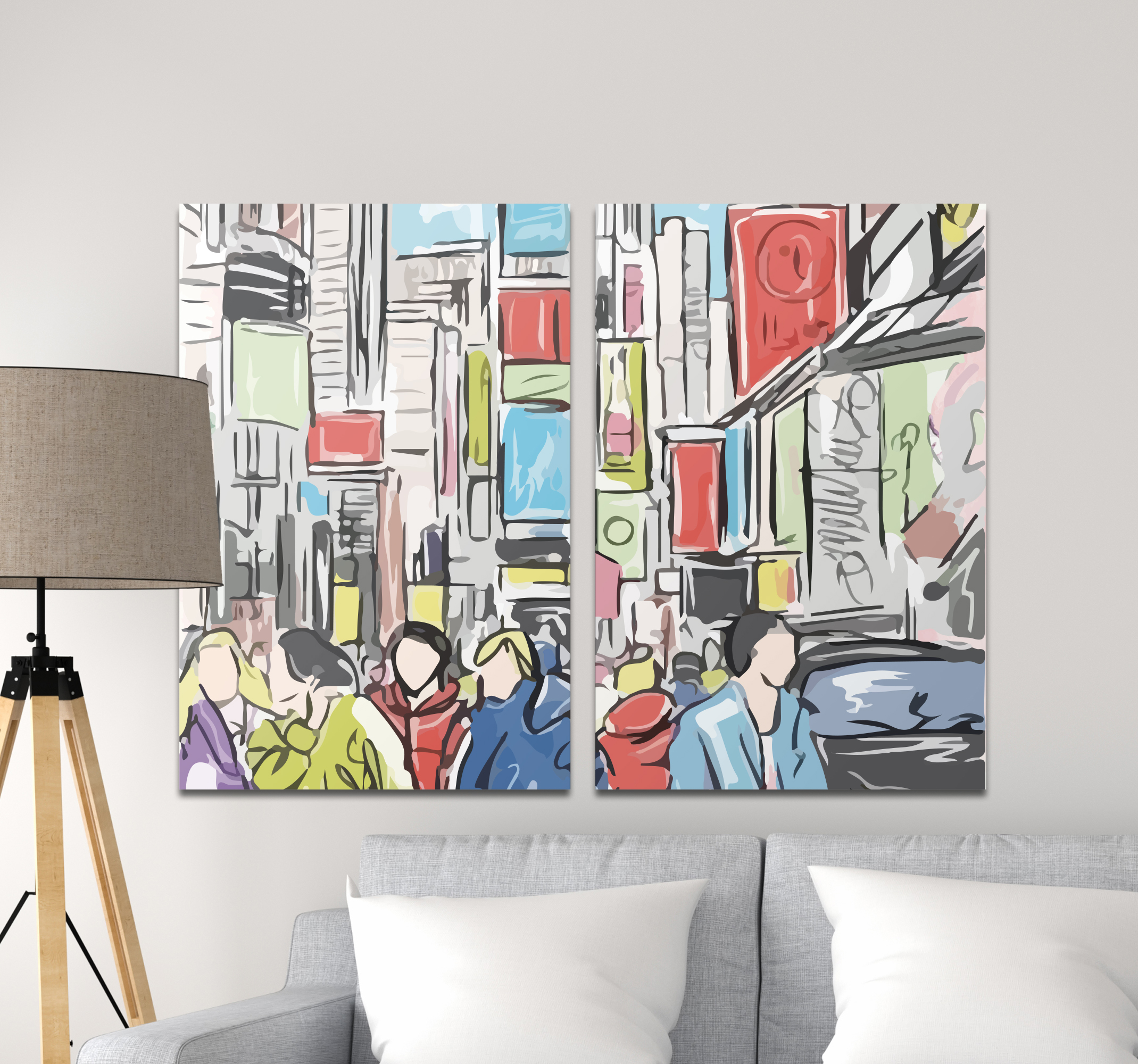 Cuadro de personas pintadas en Nueva York