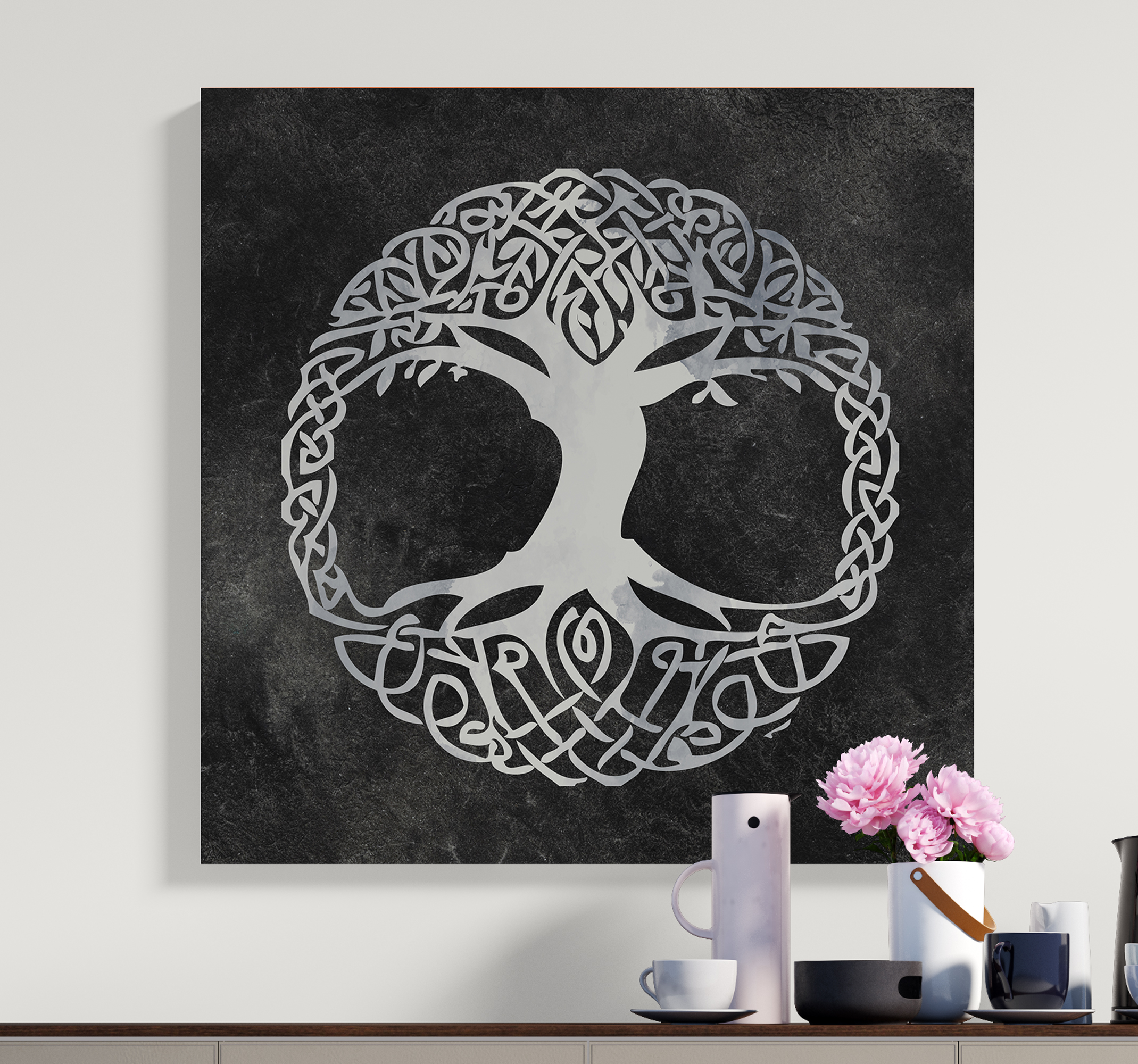 Cuadro de árboles Arbol de la vida blanco y negro