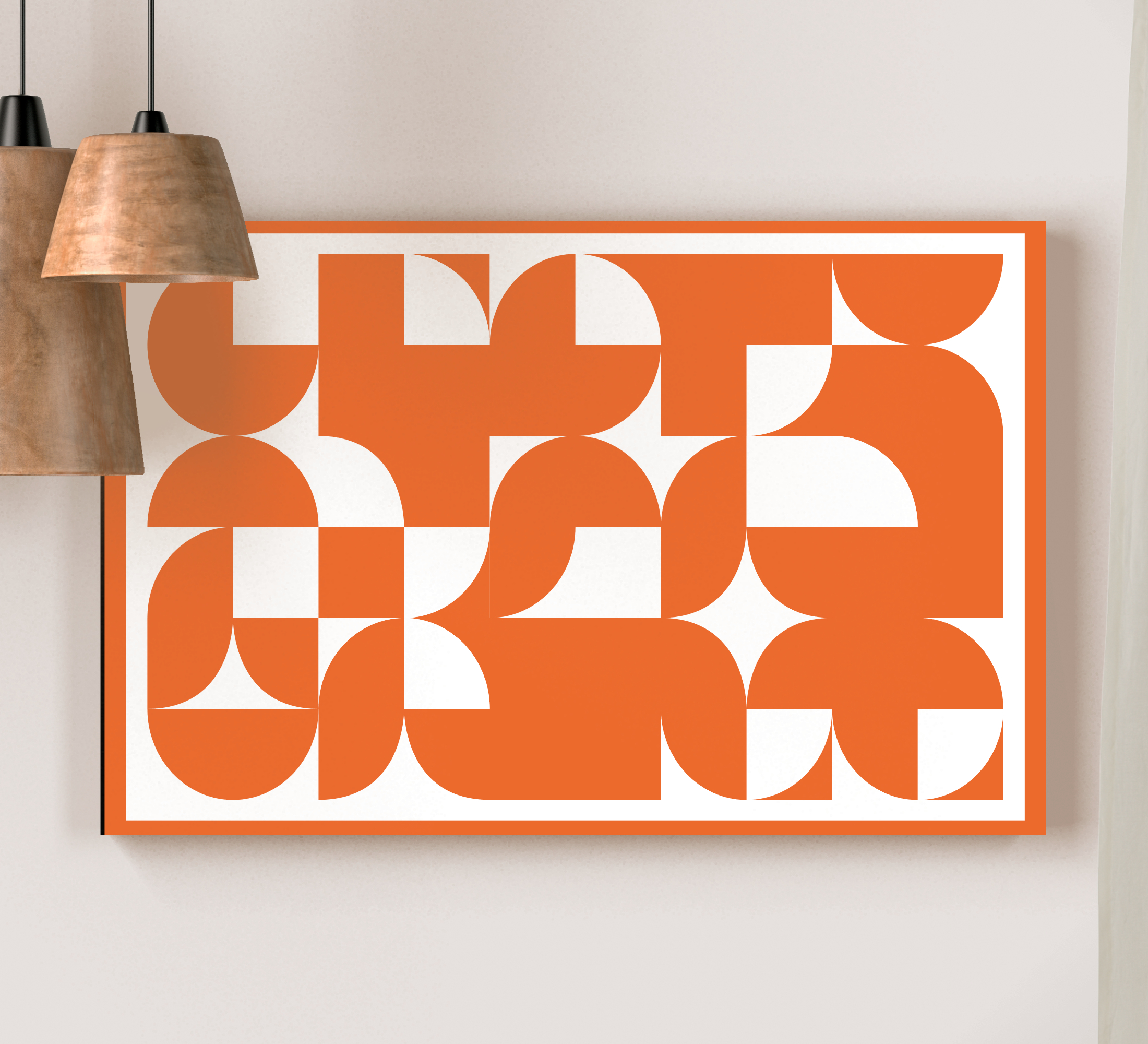 Cuadro figuras geométricas Patrón de arte abstracto naranja