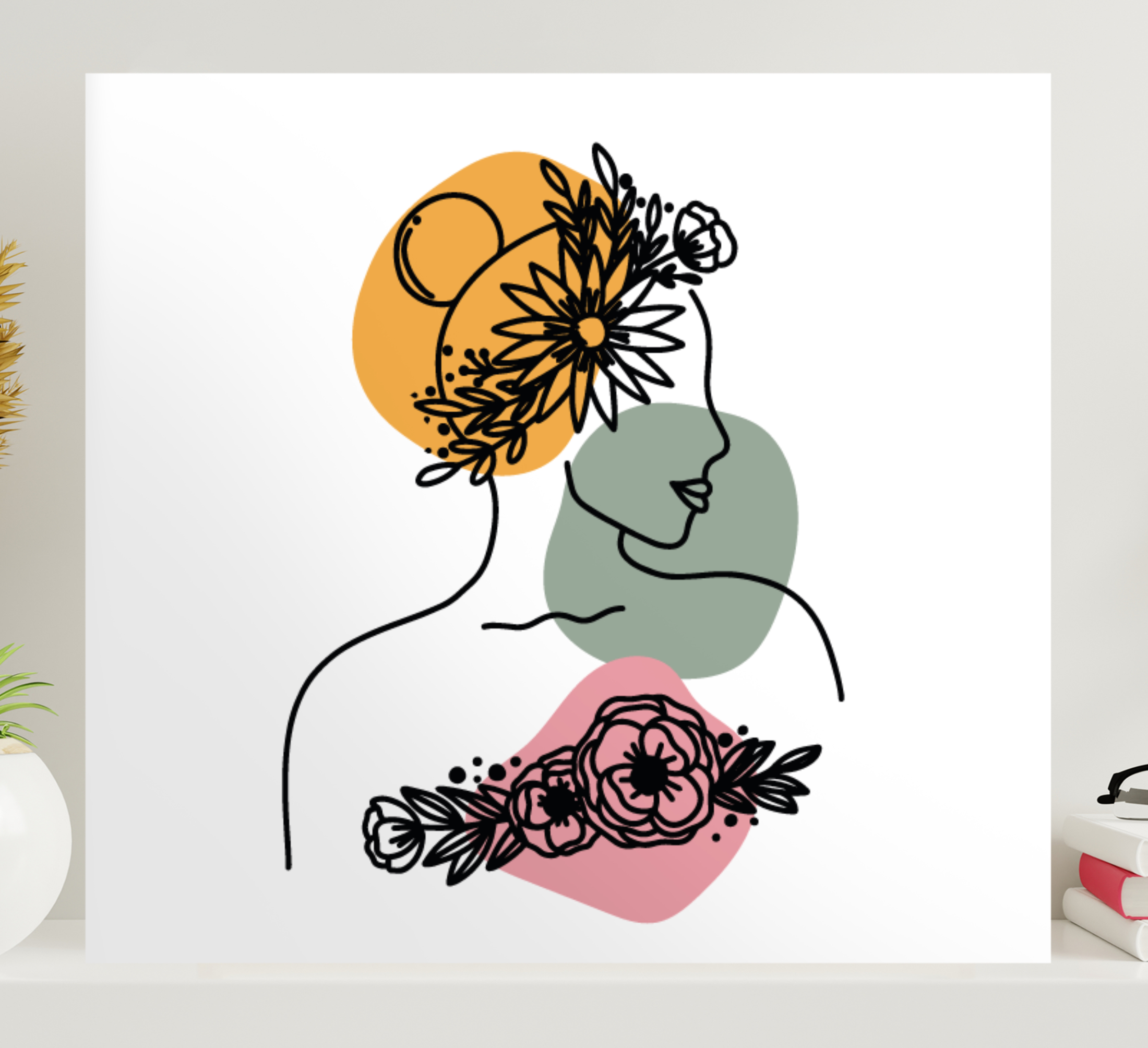 Cuadro flores Mujer asombrosa cara de flor