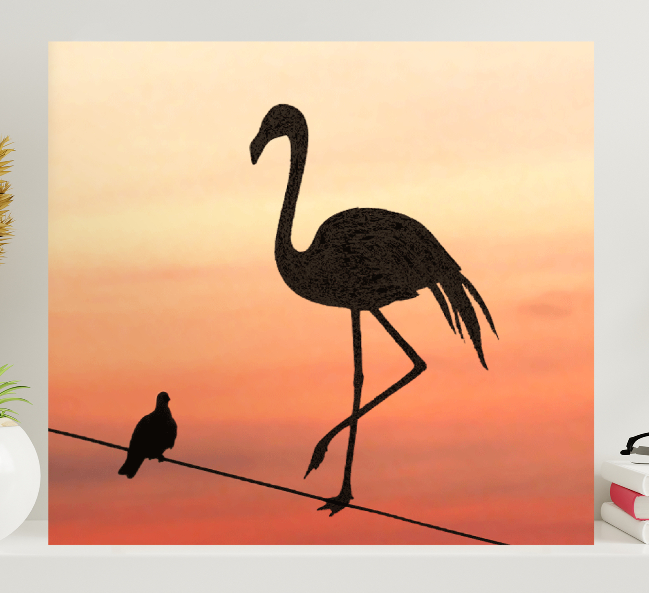 Cuadro recibidor Diseño de flamencos y pájaros