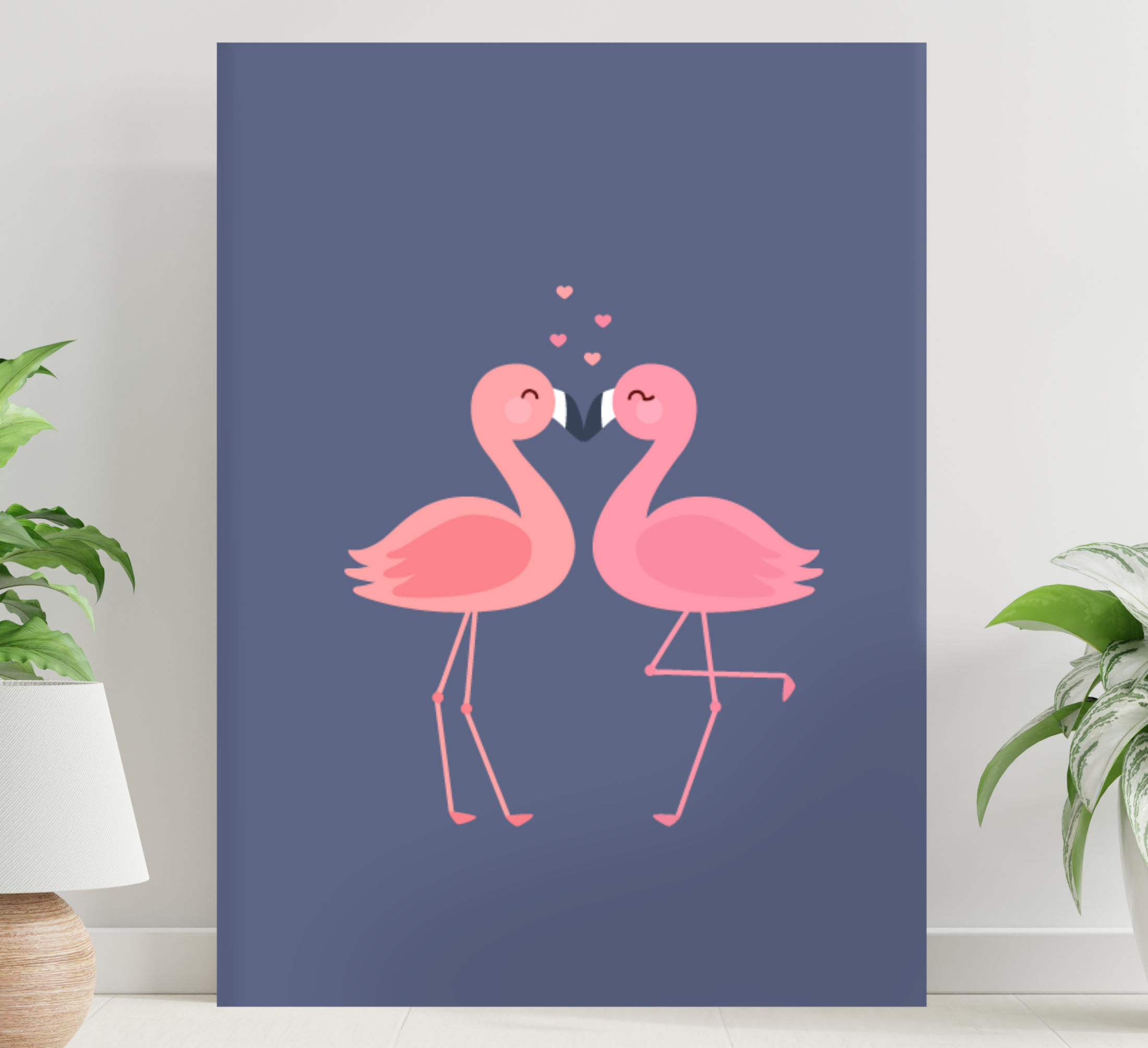 Cuadro recibidor Flamencos formando un corazón