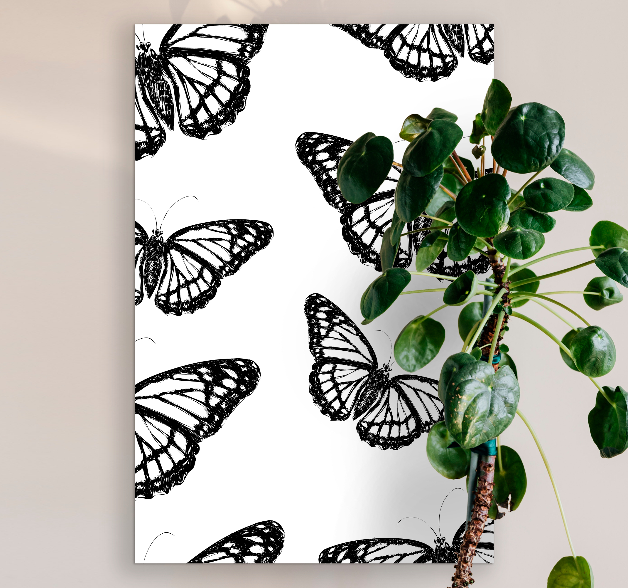 Cuadro salón Ala de mariposa en blanco y negro