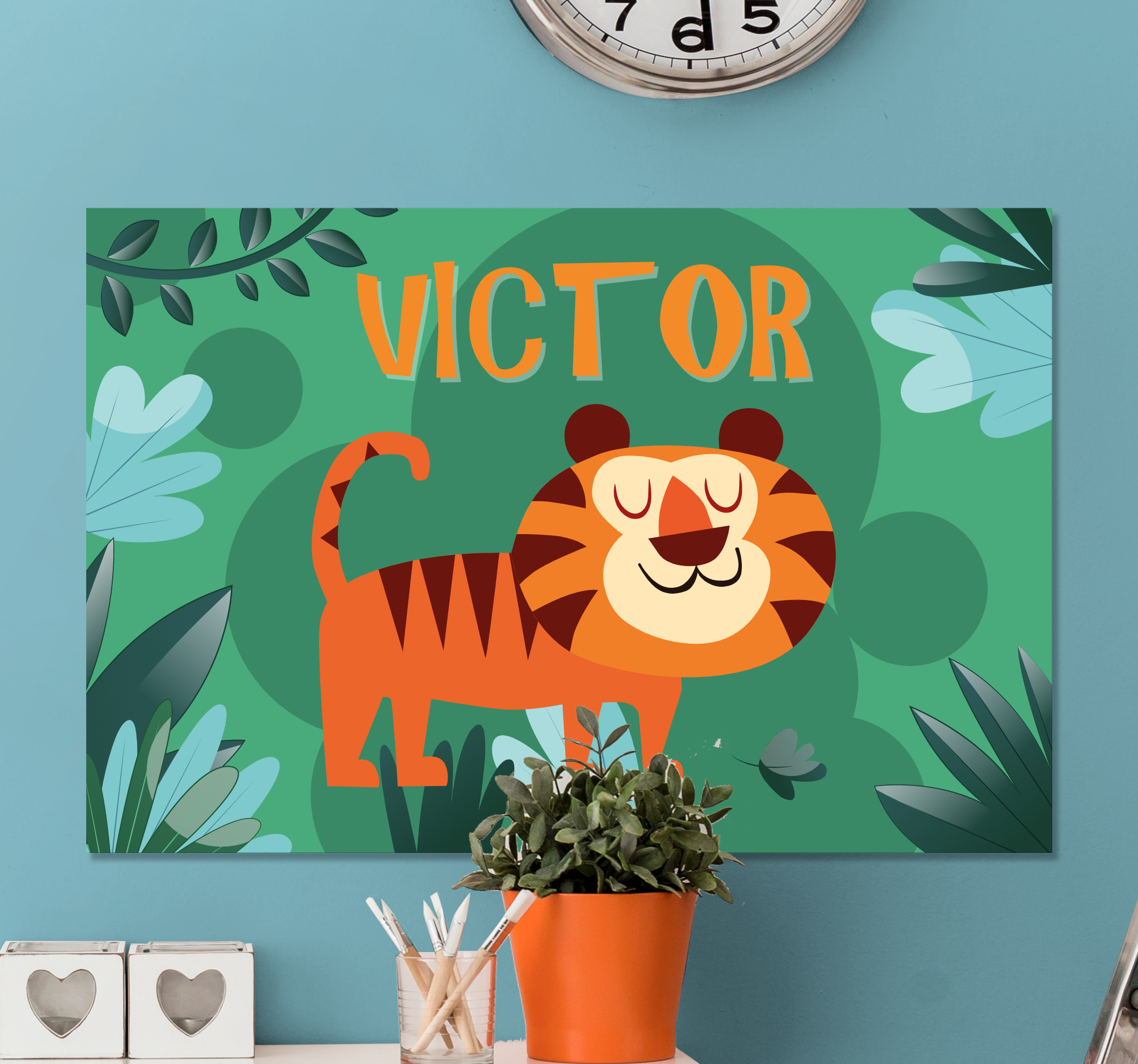 Cuadro para bebés Lindo tigre para niño con nombre