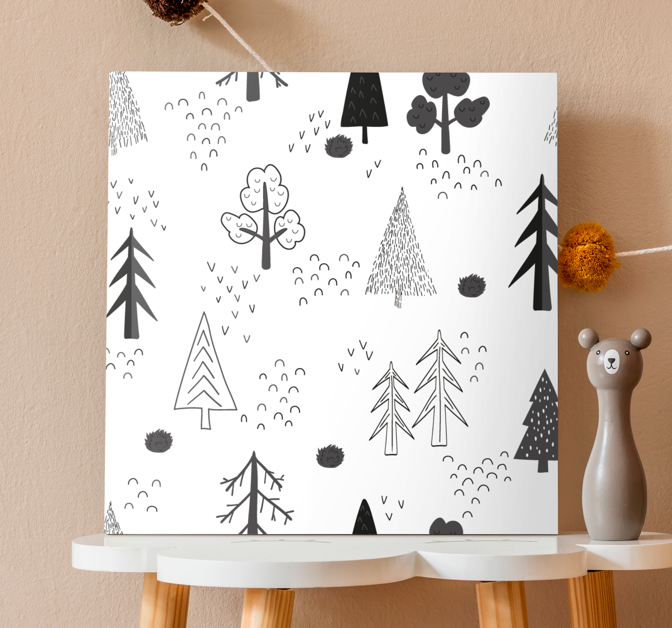 Cuadro estilo nórdico árboles minimalistas blancos estilo nórdico