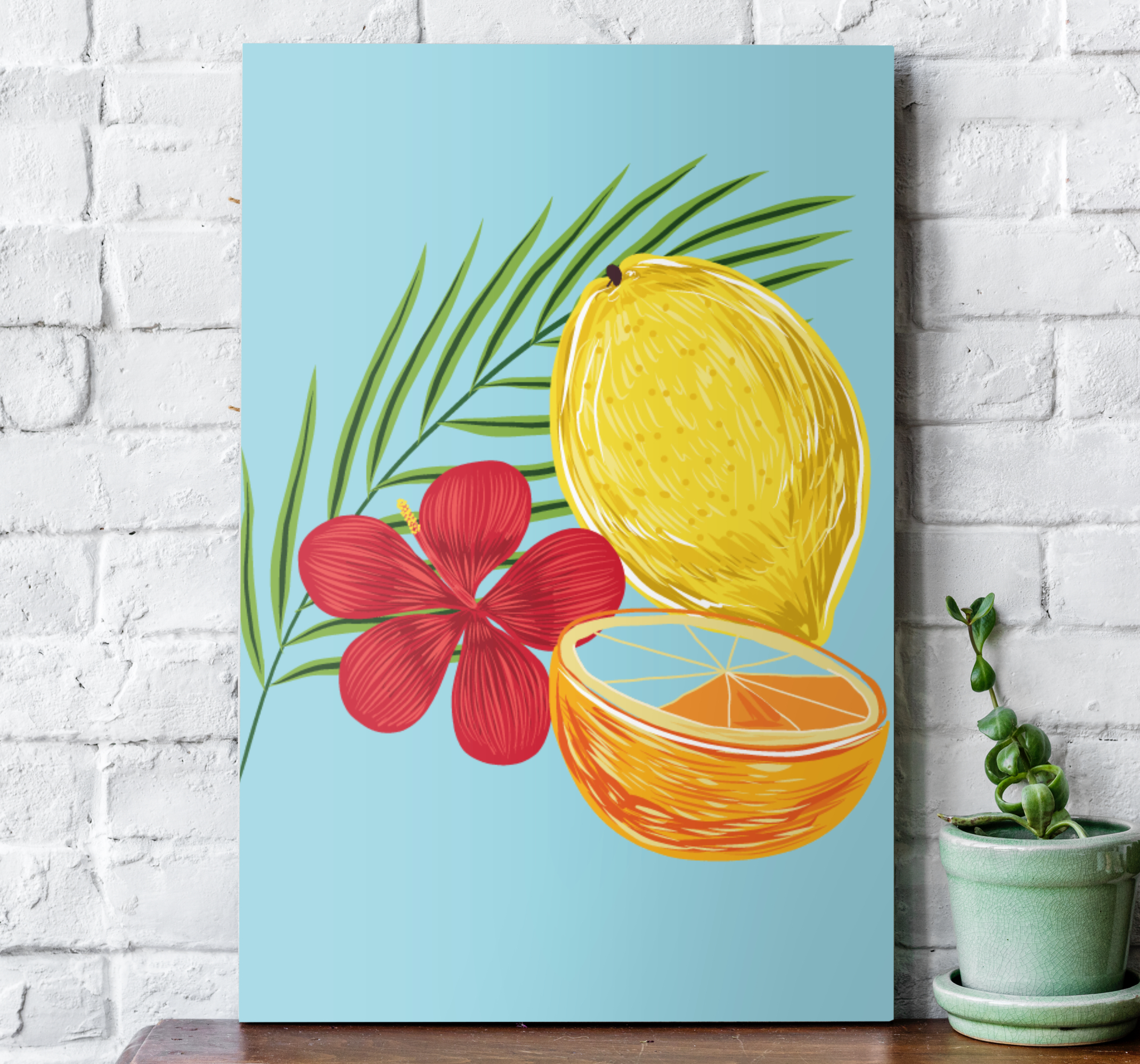 Cuadro cocina Diseño de frutas de limones pastel