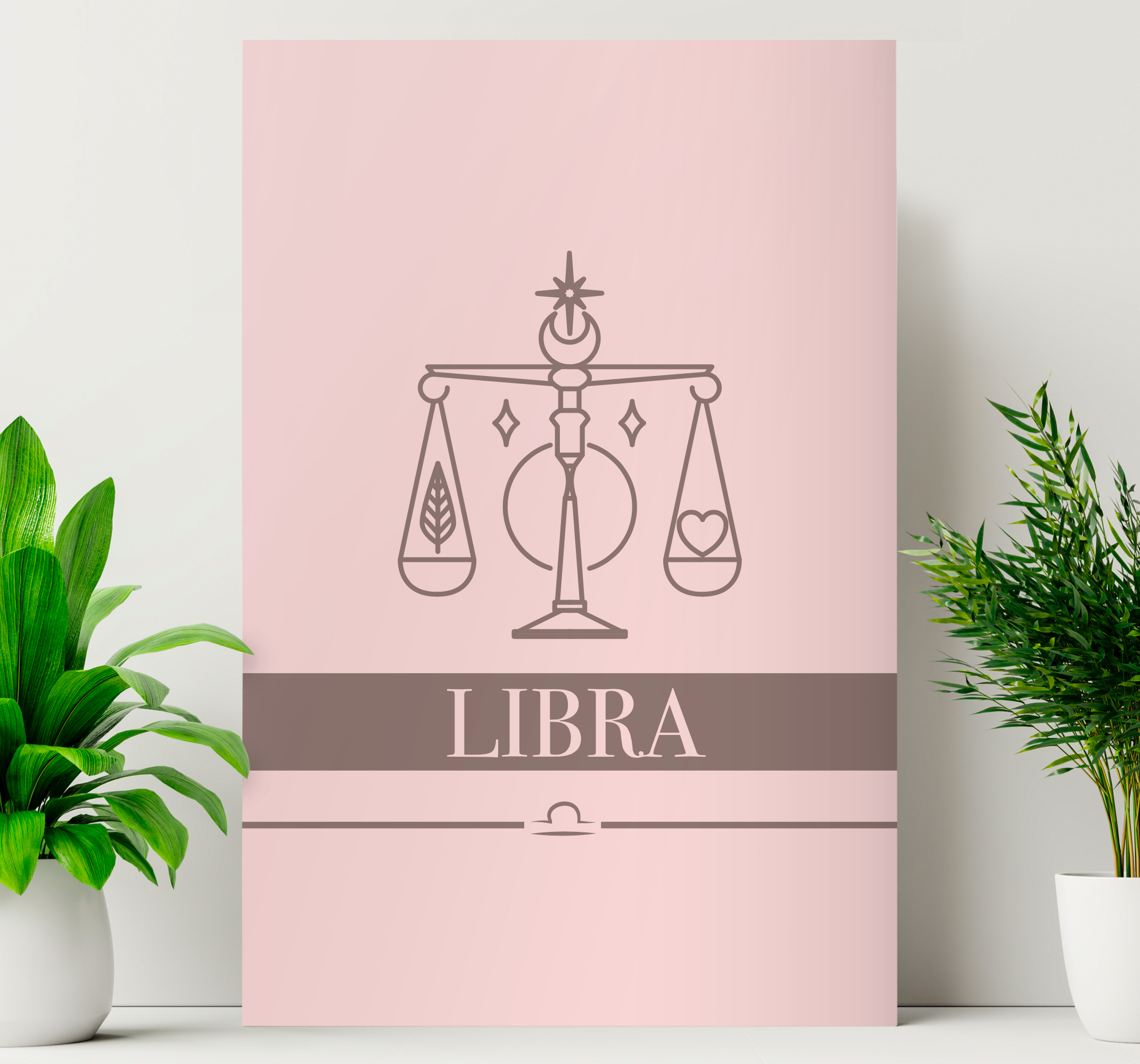 Cuadro salón Libra tarjeta rosa diseño de signo del zodíaco