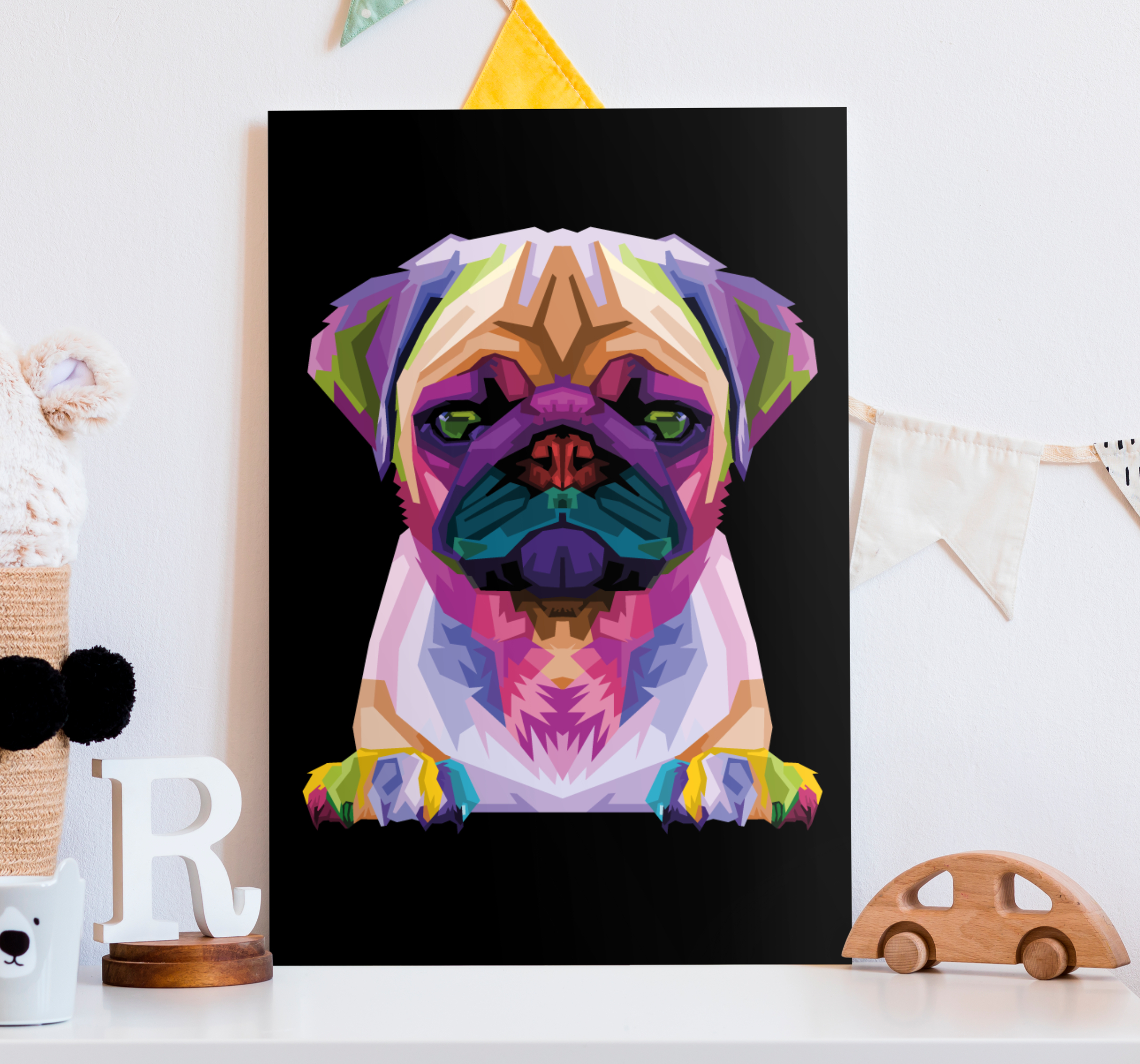 Cuadro de perro Perro lindo de animales geométricos