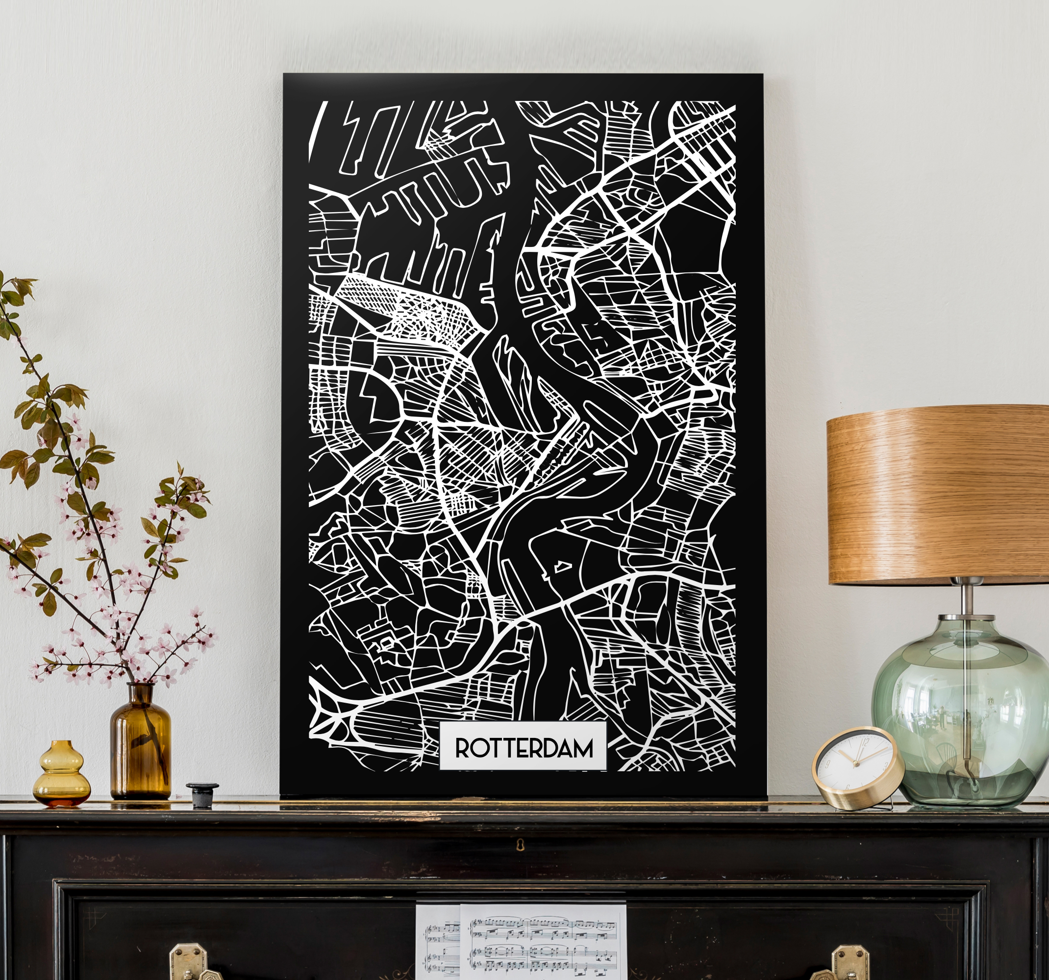 Rotterdam topografische kaart canvas