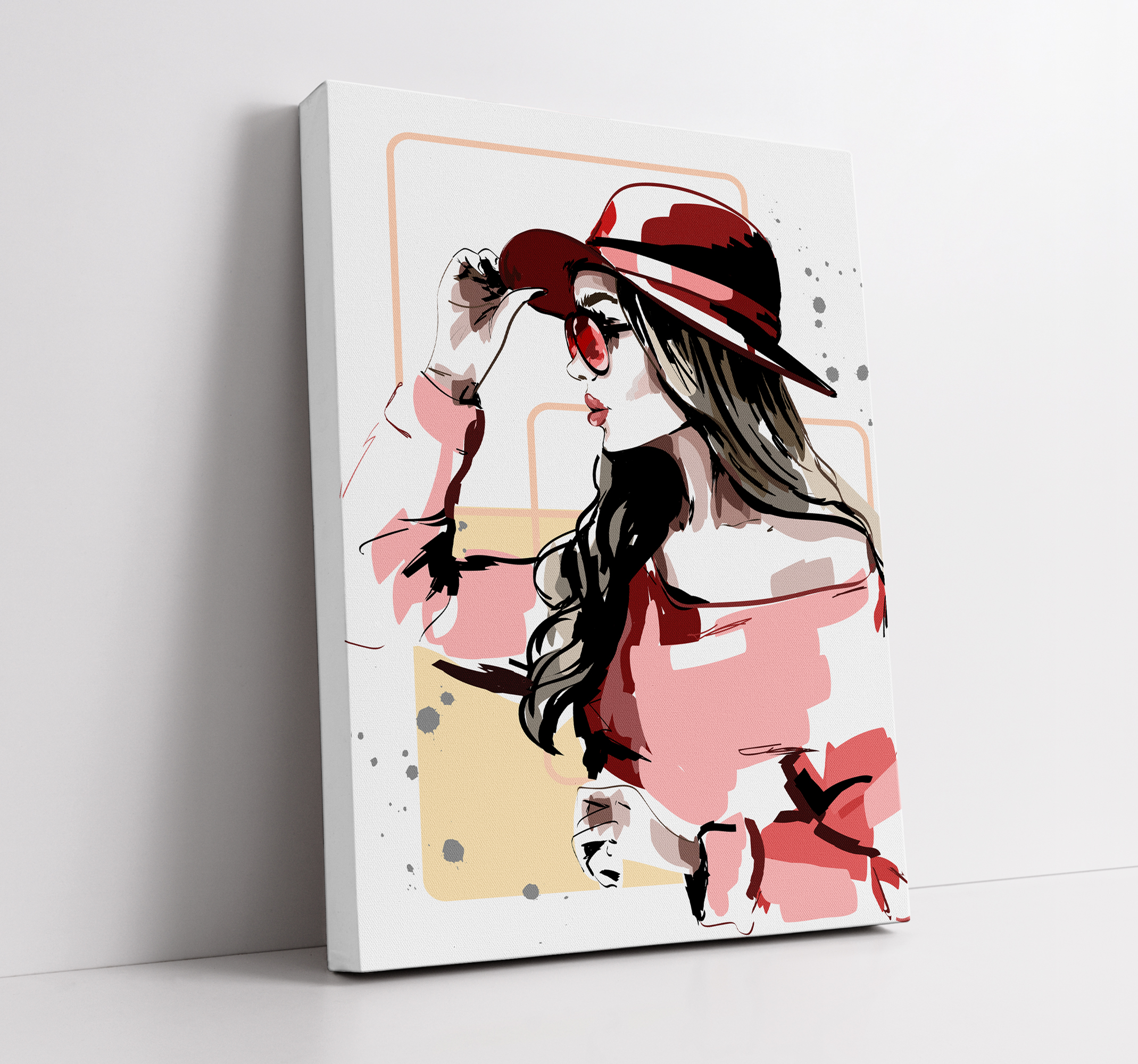 Moderne vrouw illustratie canvas schilderij