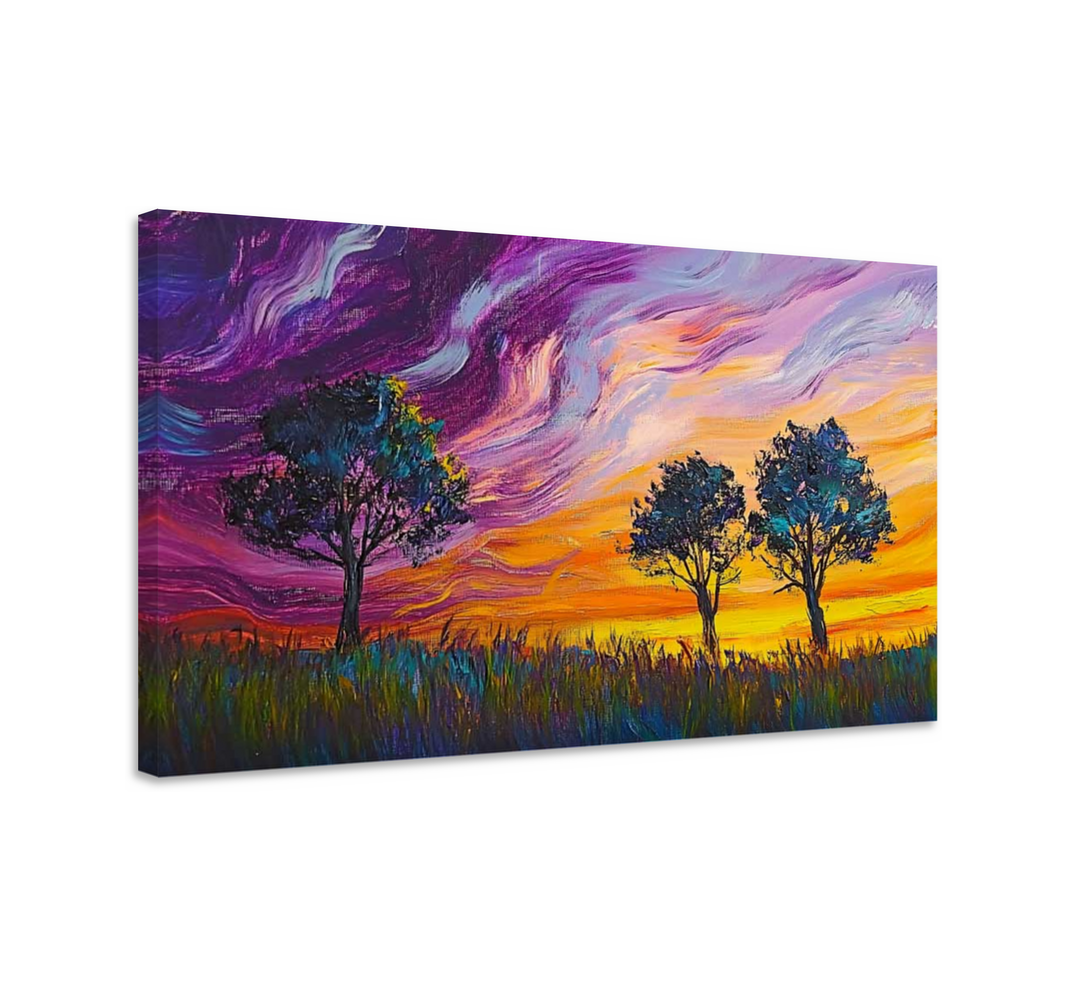 Colorful sky and trees  landscape canvas - TenStickers