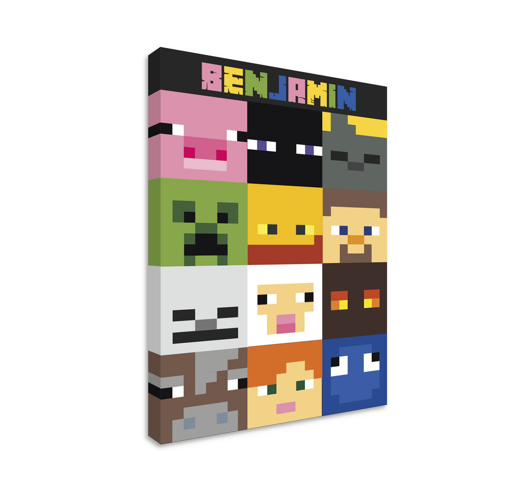 Gaming pixeled faces custom canvas print - TenStickers