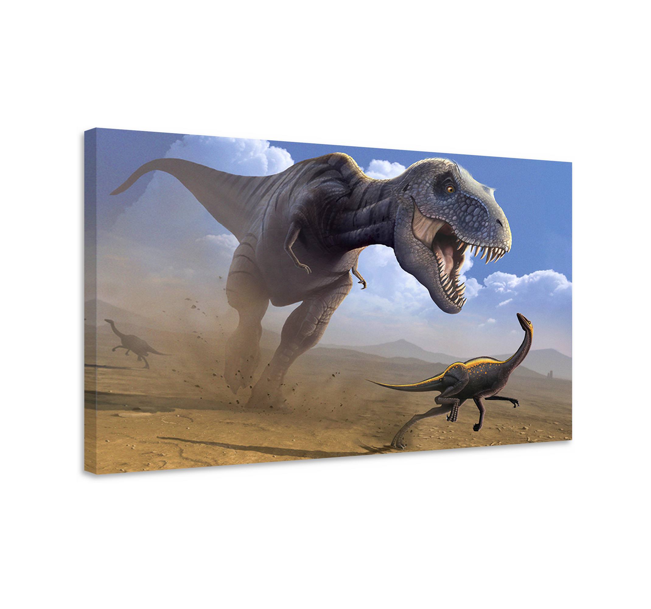 T-rex jagt dinosaur lærredsbillede - TenStickers