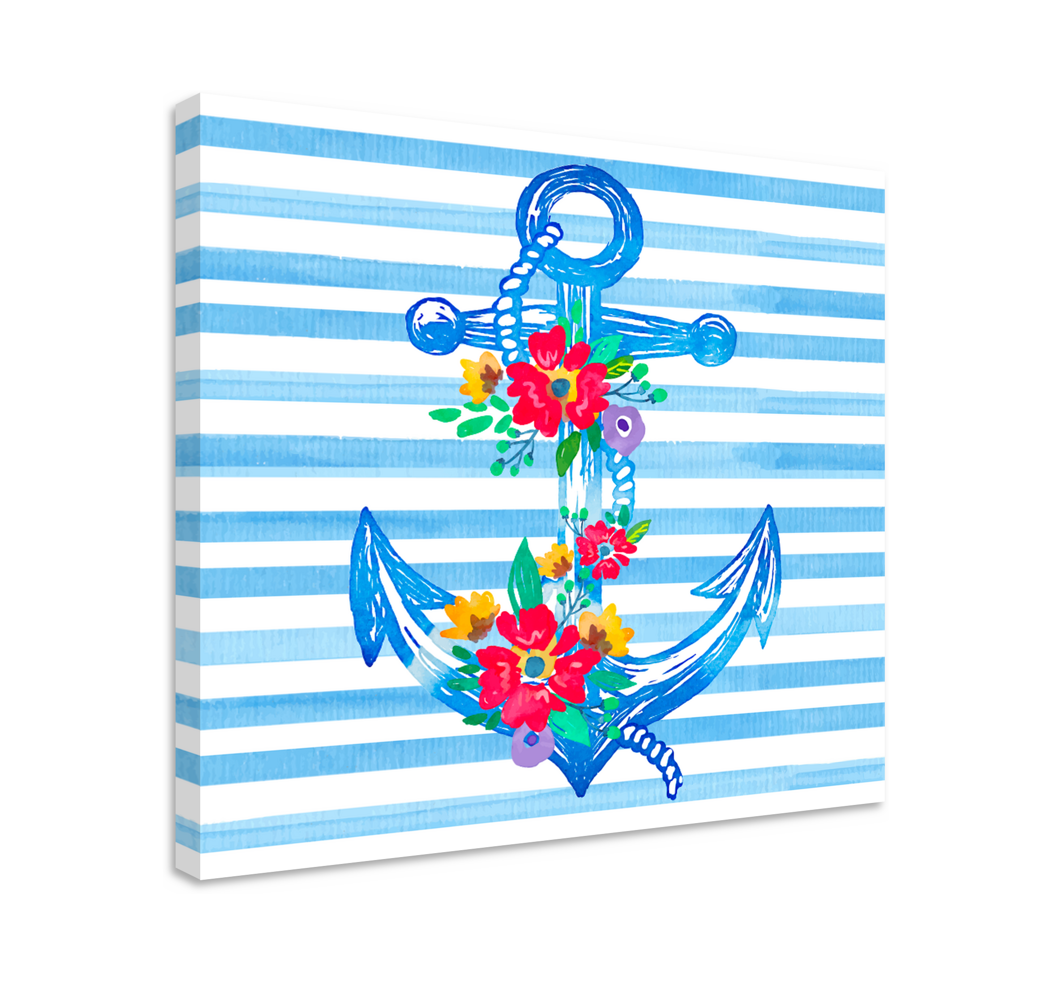 Slika na platnu  more ilustracija cvjetnog sidra - TenStickers